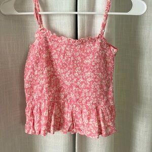 Pink Billabong cropped top with thin straps, size small